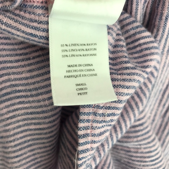 Rails Whitney Short Sleeve Linen Blend Button Down Shirt Size S Pink Blue Stripe - Picture 7 of 7